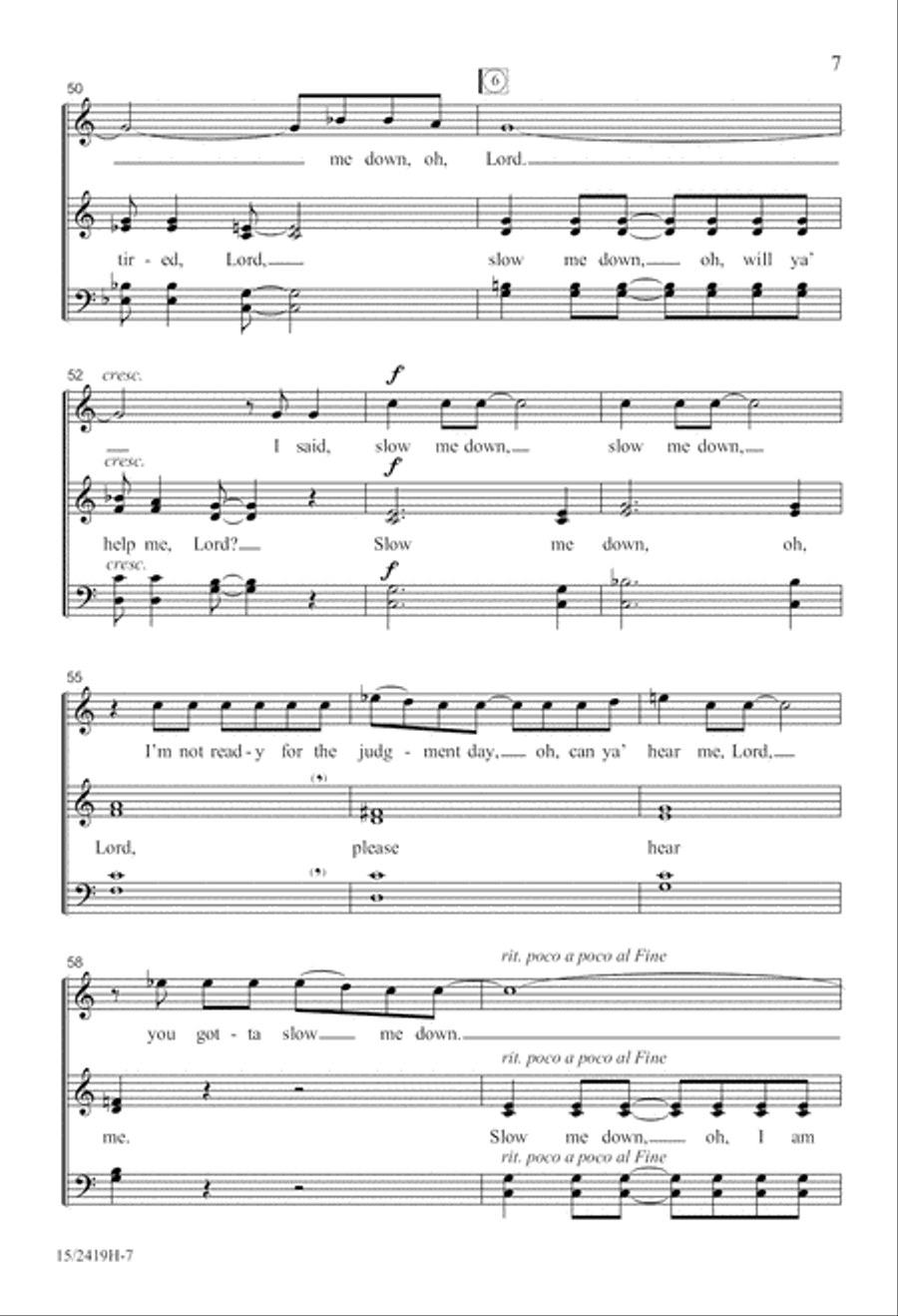 Slow Me Down, Lord 4-Part scores gallery preview page 7