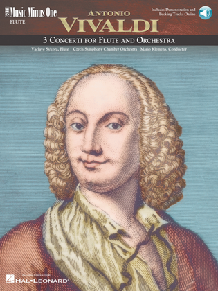 Book cover for Vivaldi - 3 Concerti for Flute & Orchestra: D Major (RV427); F Major (RV434); G Major (RV438)