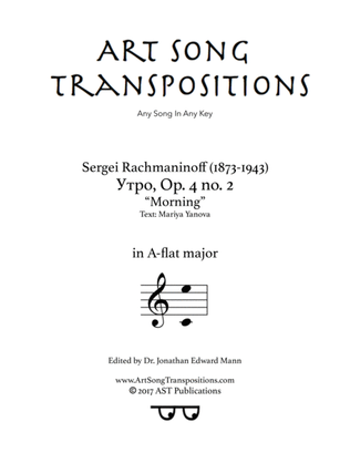 Book cover for RACHMANINOFF: Утро, Op. 4 no. 2 (transposed to A-flat major, "Morning")
