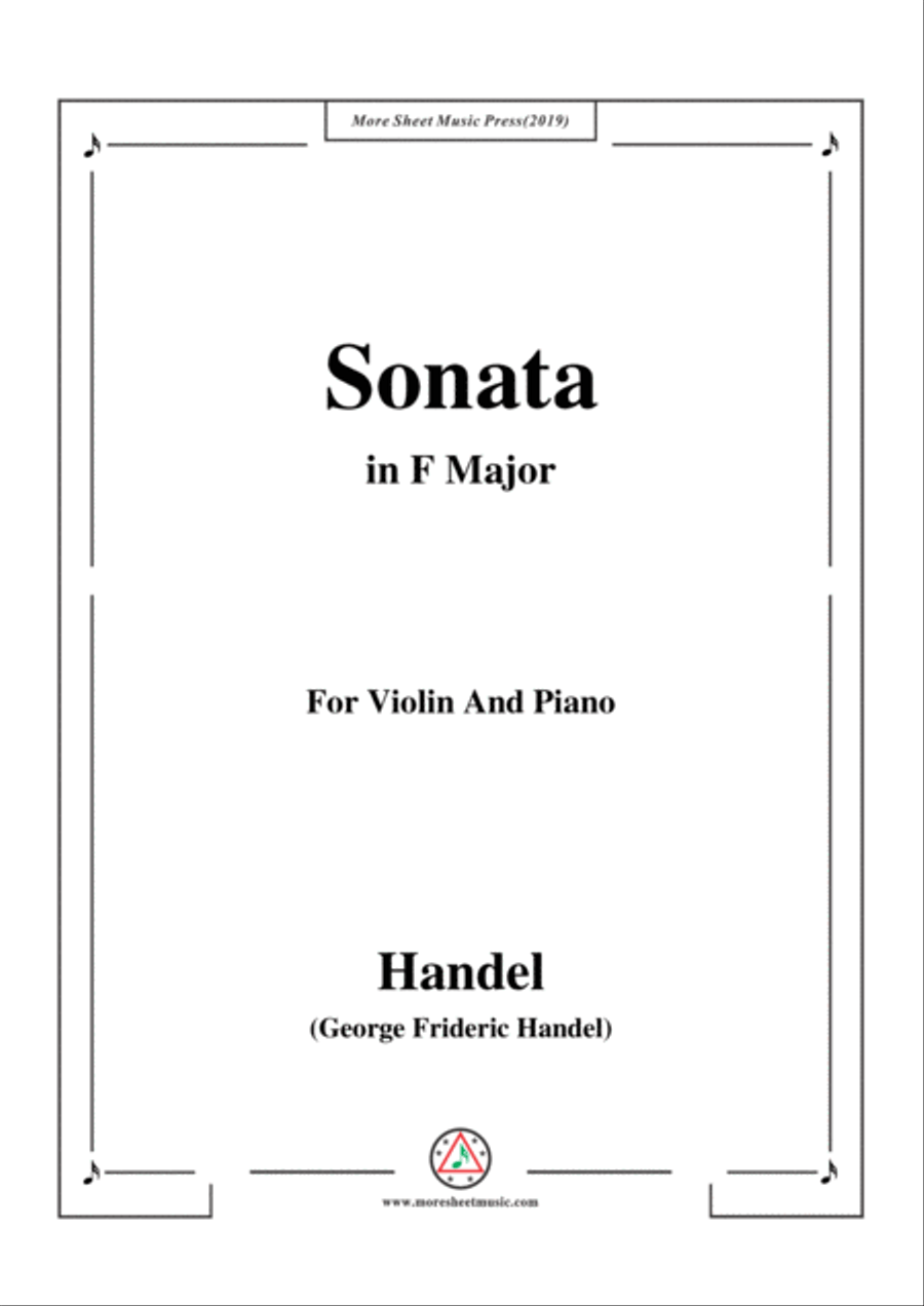 Handel-Violin Sonata in F Major,for Violin and Piano Violin Solo scores gallery preview page 1