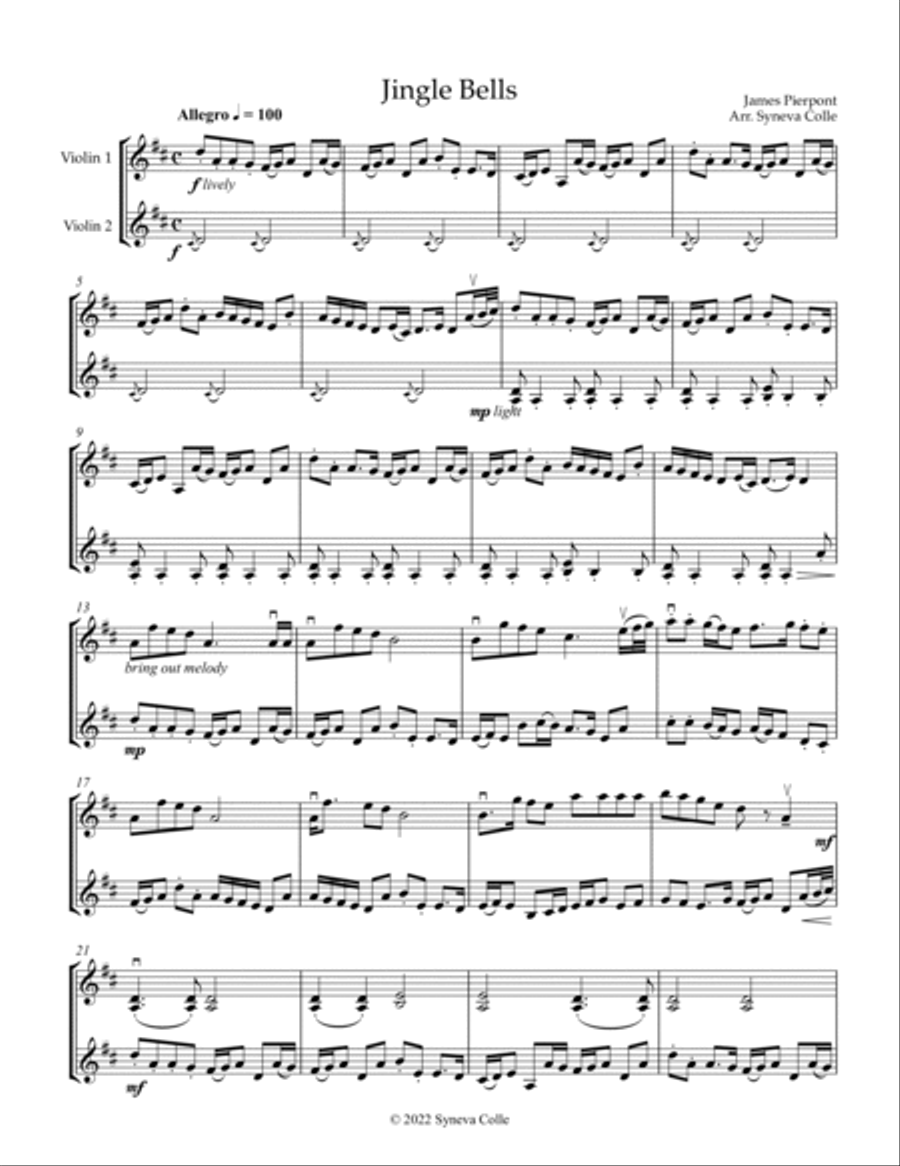 Jingle Bells Jingle Bells String Duet scores gallery preview page 2
