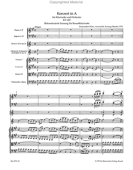 Clarinet Concerto A major KV 622