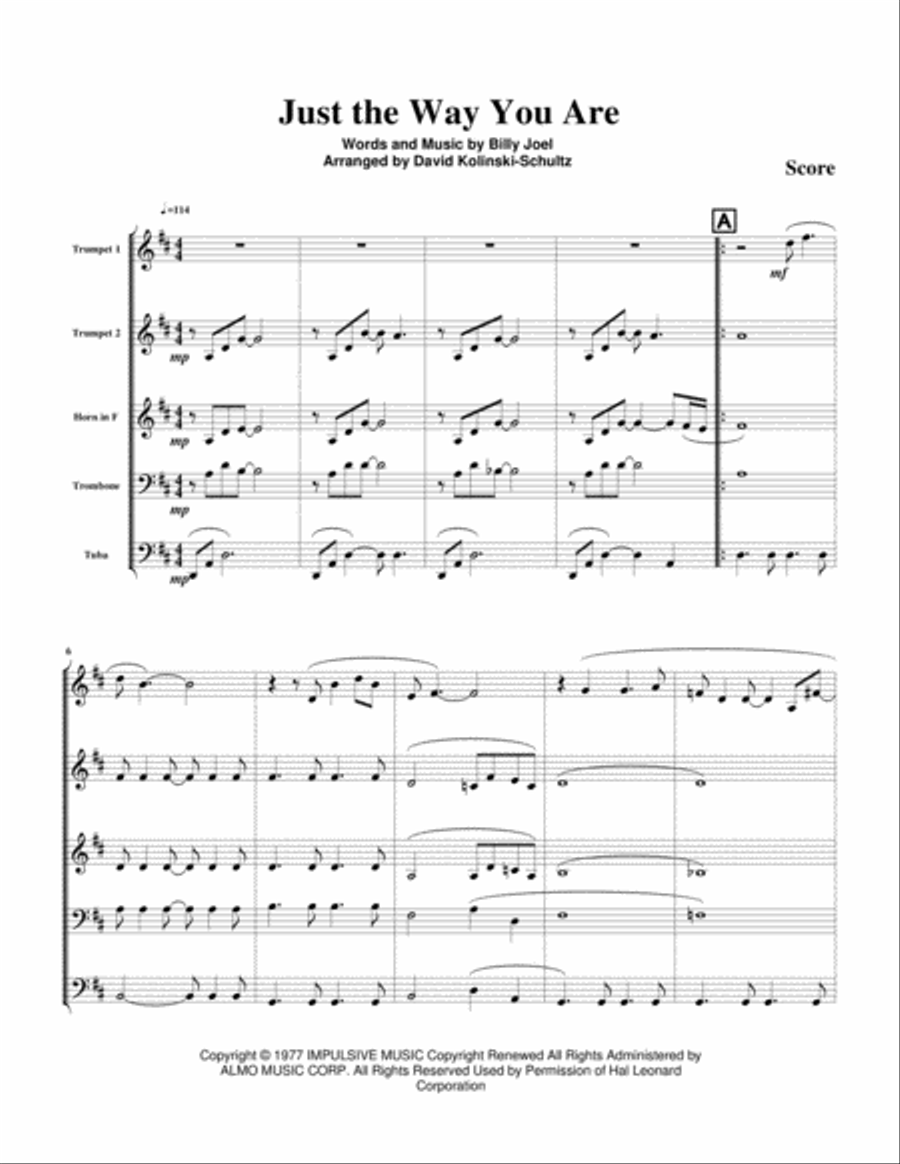 Just The Way You Are Brass Ensemble scores gallery preview page 2