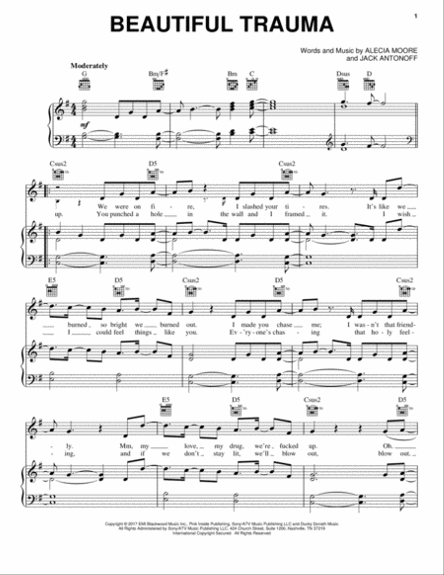 Beautiful Trauma Beautiful Trauma Piano, Vocal, Guitar scores gallery preview page 1