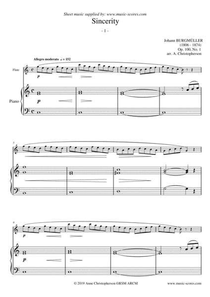 Sincerity - Burgmuller Op.100, No.1 - Flute and Piano image number null