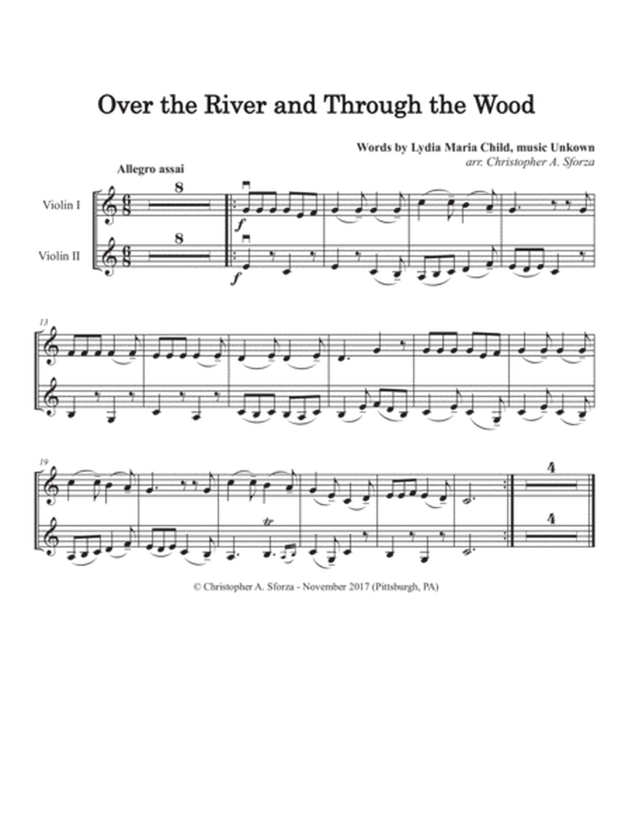 Over the River and Through the Wood, for two violins and piano image number null
