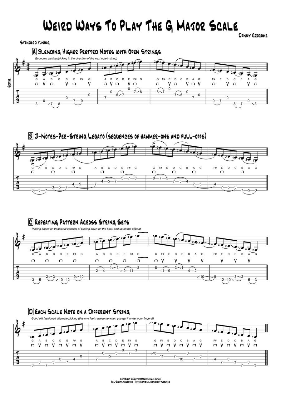 Weird Ways to Play The G Major Scale Electric Guitar scores gallery preview page 1