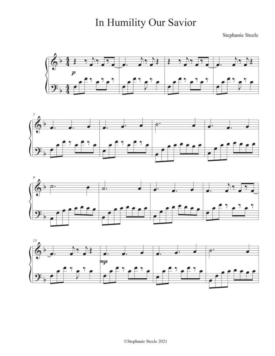 In Humility Our Savior Piano Solo scores gallery preview page 1