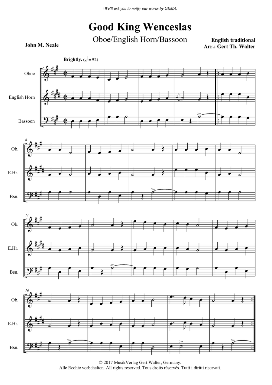 Good King Wenceslas Good King Wenceslas Woodwind Trio scores gallery preview page 1