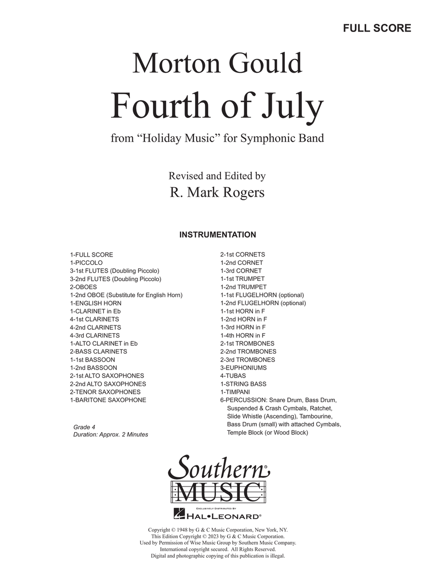 Fourth of July (arr. R. Mark Rogers) - Full Score Concert Band scores gallery preview page 1