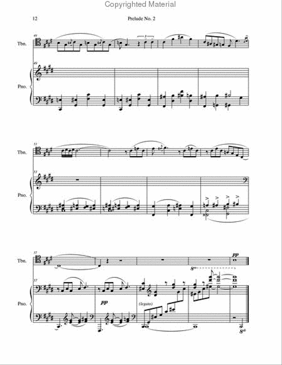 Three Preludes for Trombone & Piano Piano Accompaniment scores gallery preview page 5