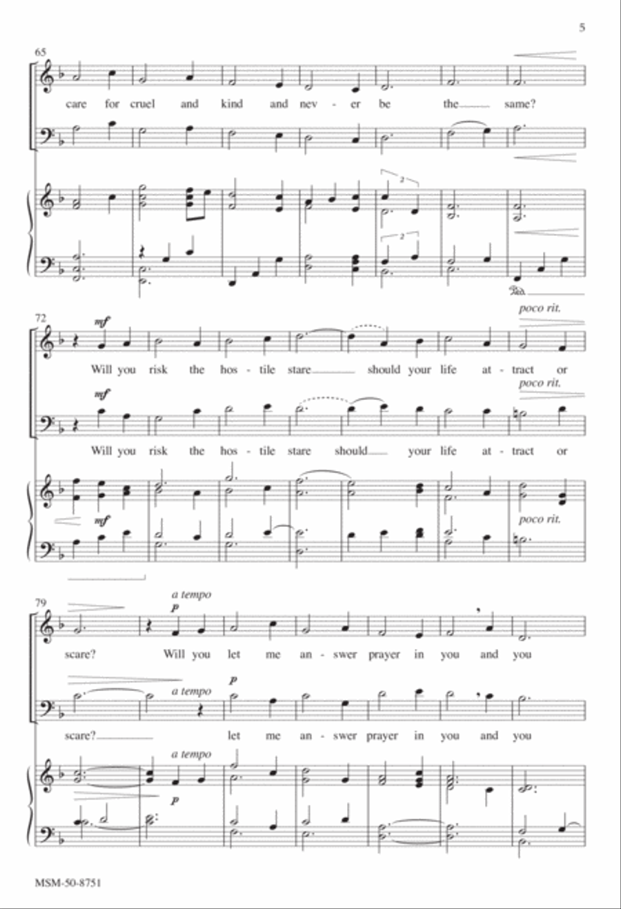 Will You Come and Follow Me 4-Part scores gallery preview page 5