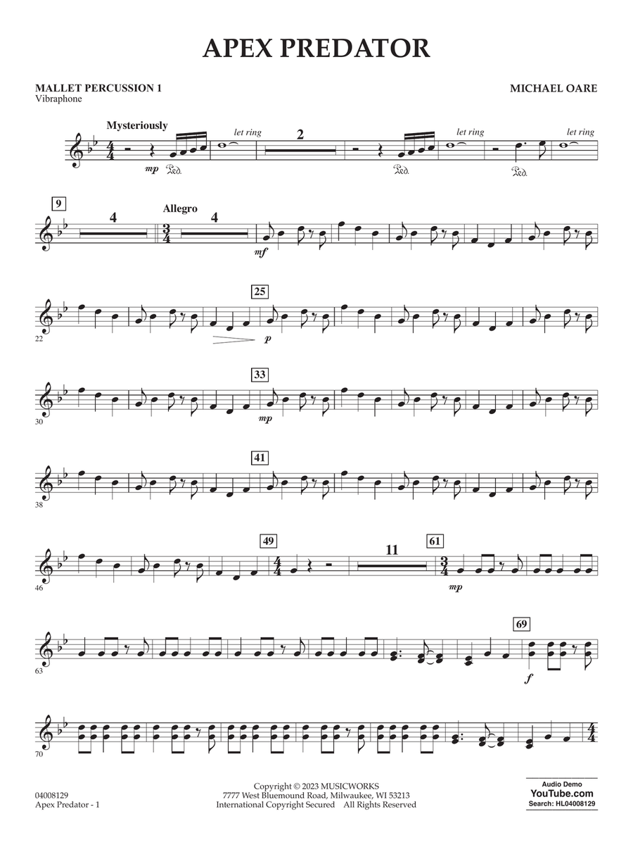 Apex Predator - Mallet Percussion 1 Concert Band scores gallery preview page 1