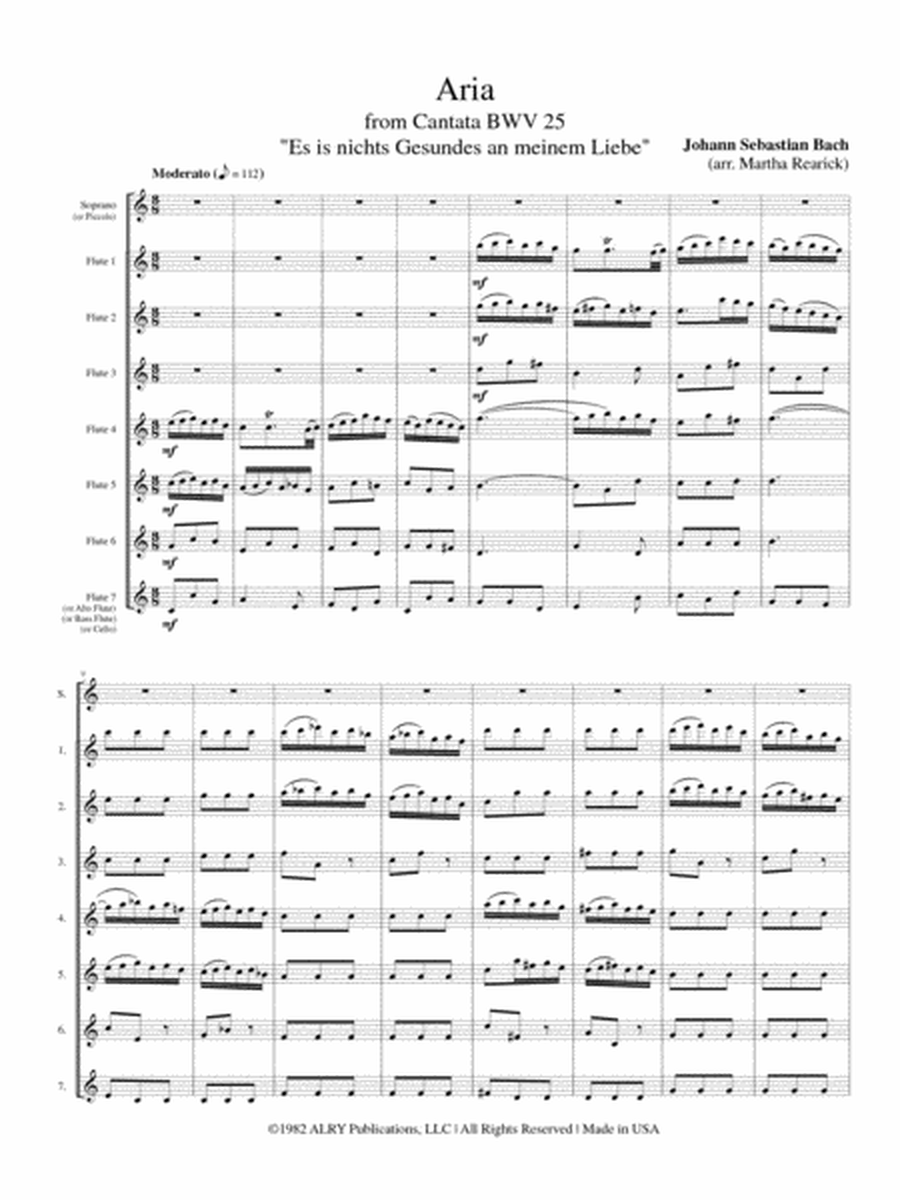Aria from Cantata BWV 25 for Flute Choir