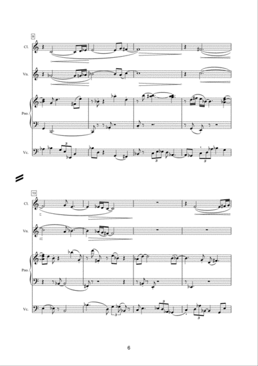Música Simétrica for Violin, Clarinet, Piano and Cello Clarinet scores gallery preview page 3