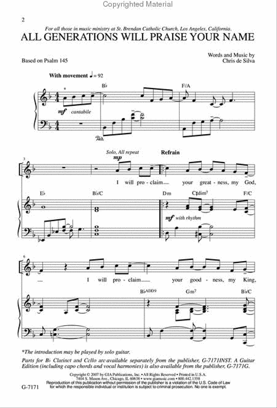 All Generations Will Praise Your Name 4-Part scores gallery preview page 2