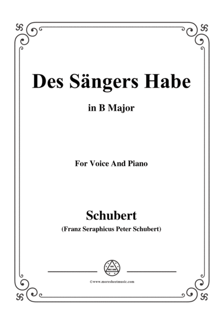 Schubert-Des Sängers Habe,in B Major,for Voice&Piano image number null