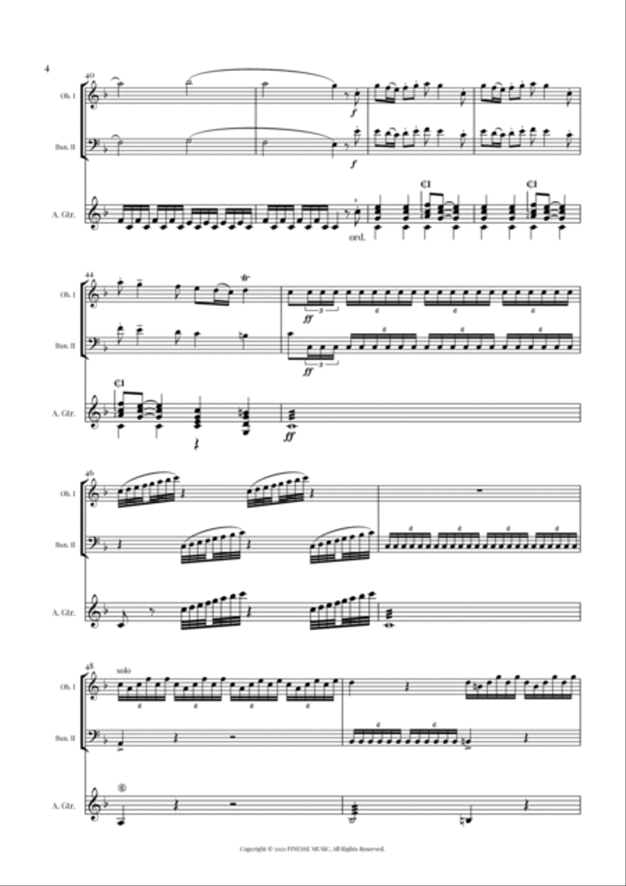 TRIO - Four Seasons Spring (Allegro) for OBOE, BASSOON and ACOUSTIC GUITAR - F Major Small Ensemble scores gallery preview page 6