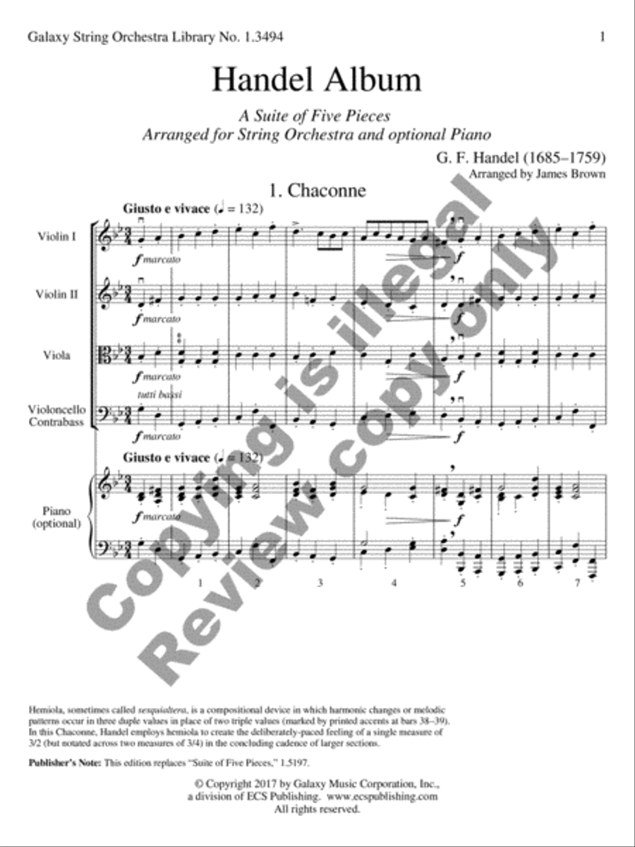 Handel Album: A Suite of Five Pieces String Orchestra scores gallery preview page 3