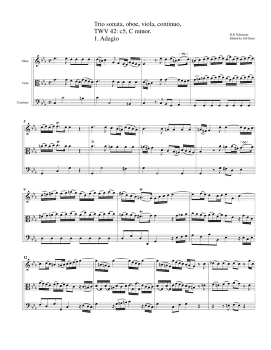 Trio sonata, oboe, viola, continuo, TWV 42: c5, C minor (Original version)