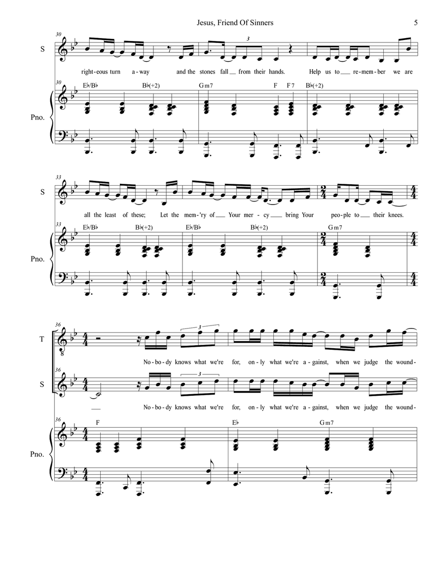 Jesus, Friend Of Sinners Jesus, Friend Of Sinners Tenor Voice scores gallery preview page 5
