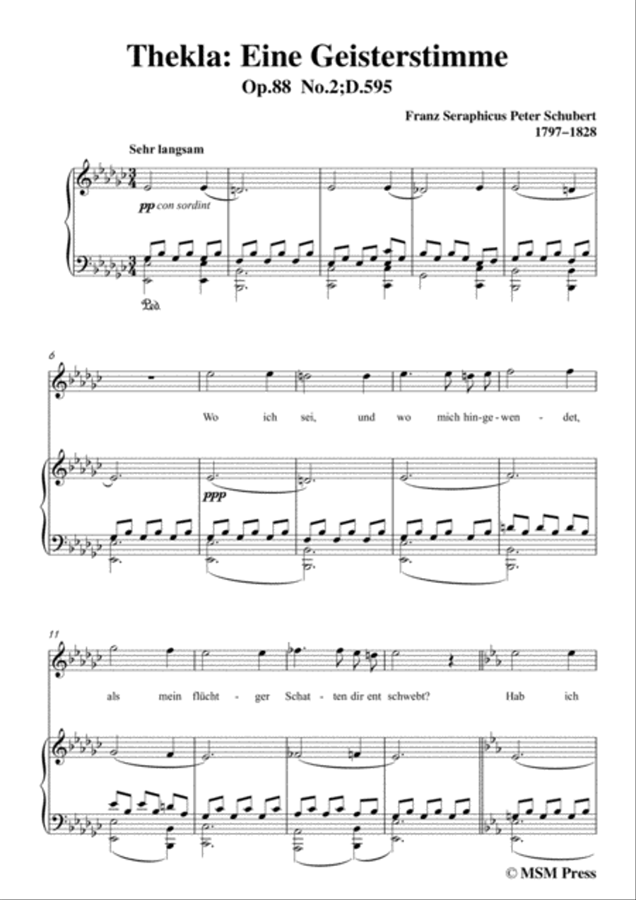 Schubert-Thekla: Eine Geisterstimme(Thekla: A Spirit Voice),D.595,in e flat minor,for Voice&Piano Voice scores gallery preview page 3