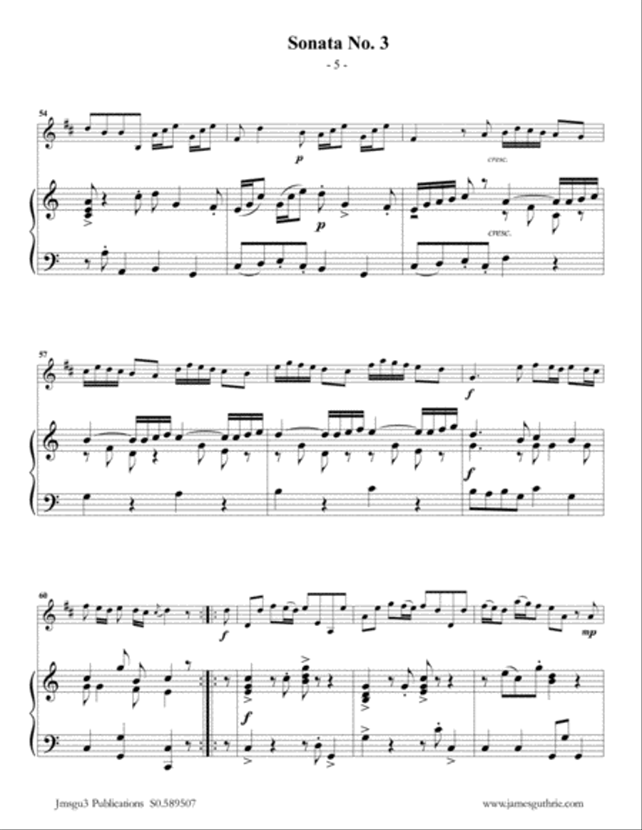 Vivaldi: Sonata No. 3 for Clarinet & Piano Clarinet Solo scores gallery preview page 5
