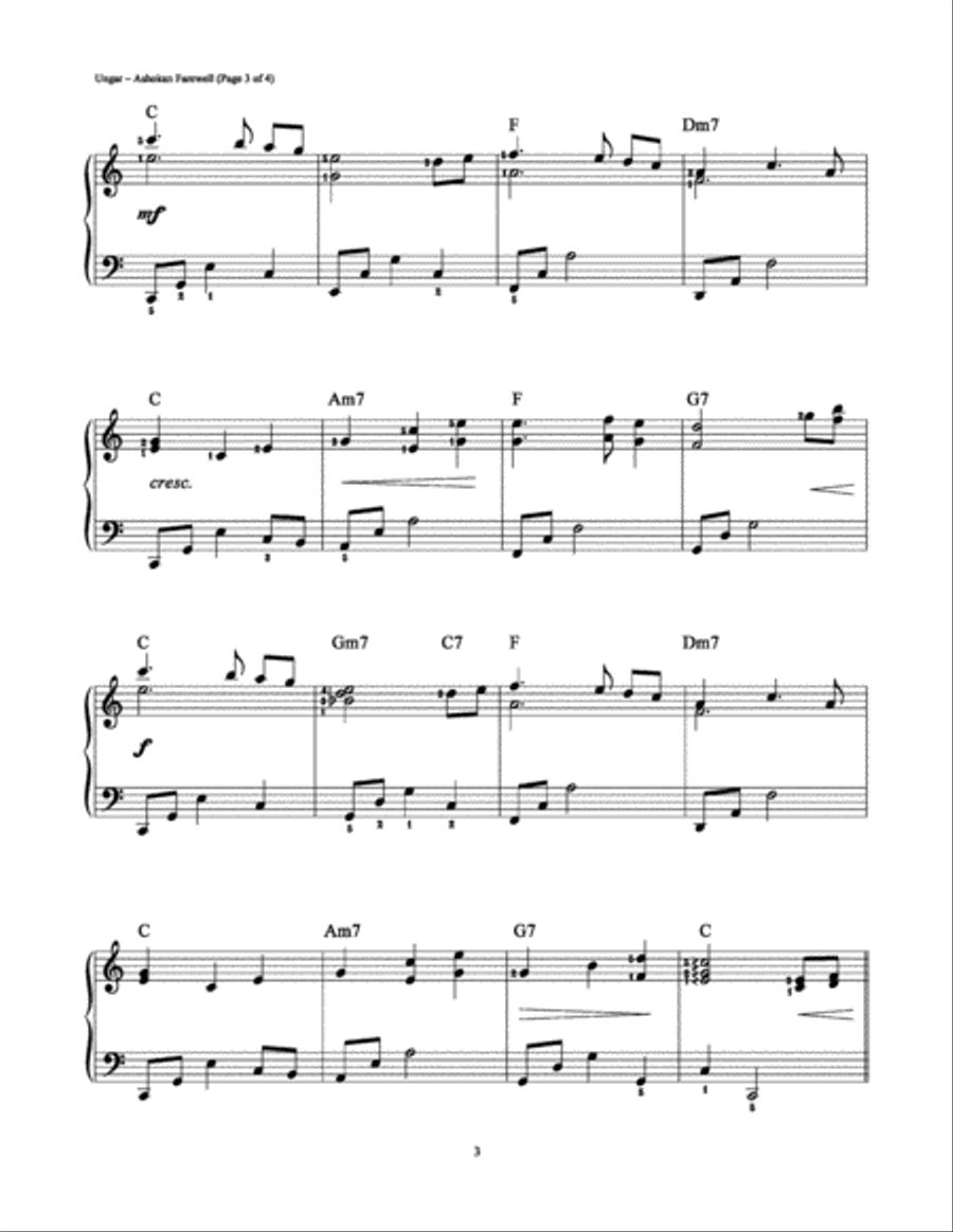 Ashokan Farewell Easy Piano scores gallery preview page 3