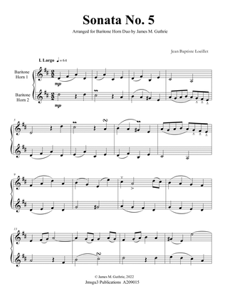 Loeillet: Sonata No. 5 for Baritone Horn Duo