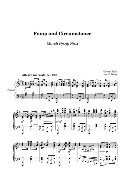 ELGAR - Pomp and Circumstance - March Op.39 No.4 - piano solo image number null