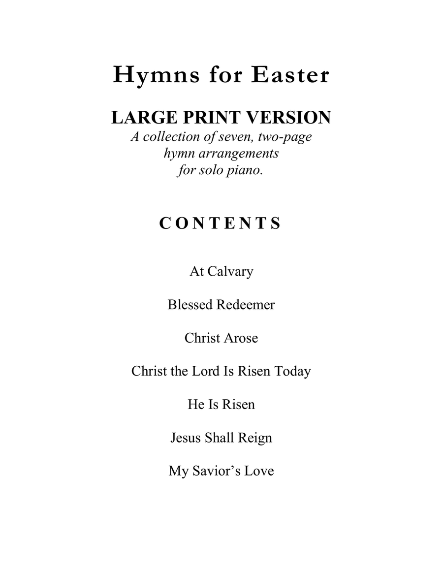 Hymns for Easter (A Collection of LARGE PRINT Two-page Hymns for Solo Piano) Piano Solo scores gallery preview page 4