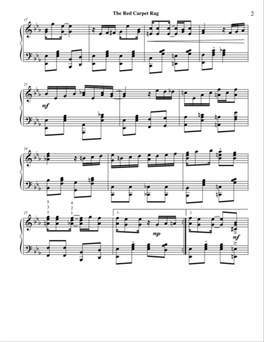 The Red Carpet Rag, from New Ragtime Piano Music Piano Solo scores gallery preview page 2