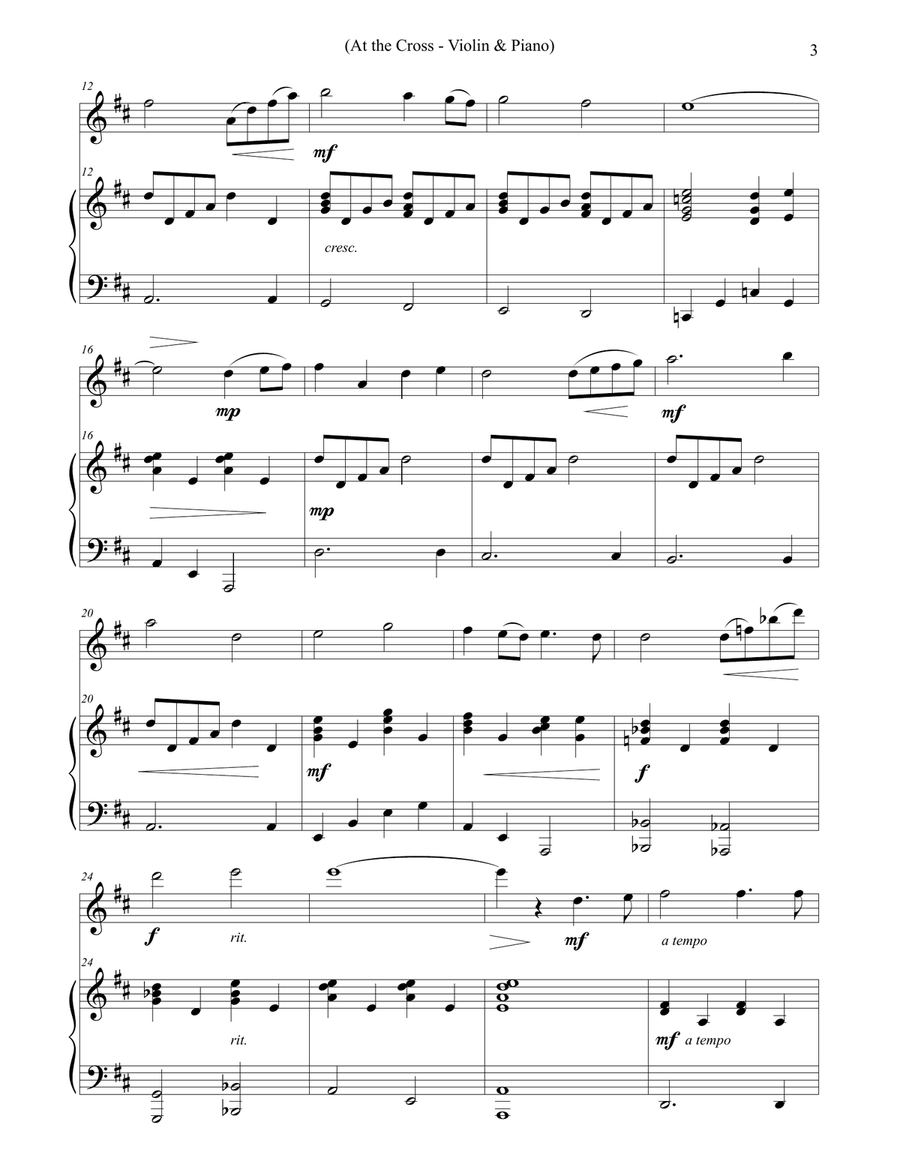 At the Cross (Solo Violin & Piano) Violin Solo scores gallery preview page 3