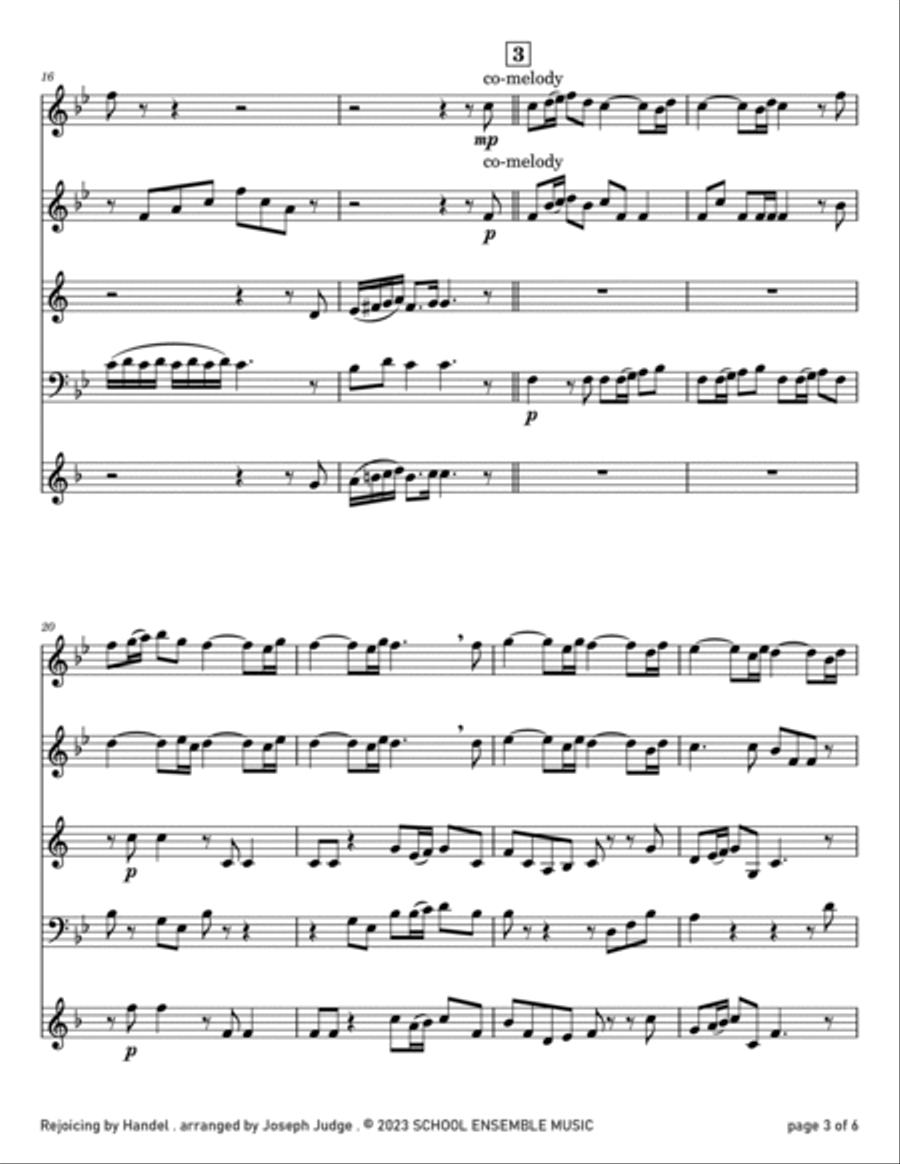 Rejoicing by Handel for Woodwind Quartet in Schools Woodwind Quartet scores gallery preview page 3