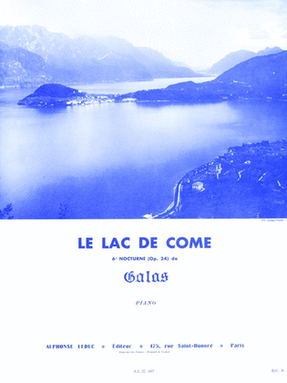 Book cover for Le Lac De Come (piano Solo)