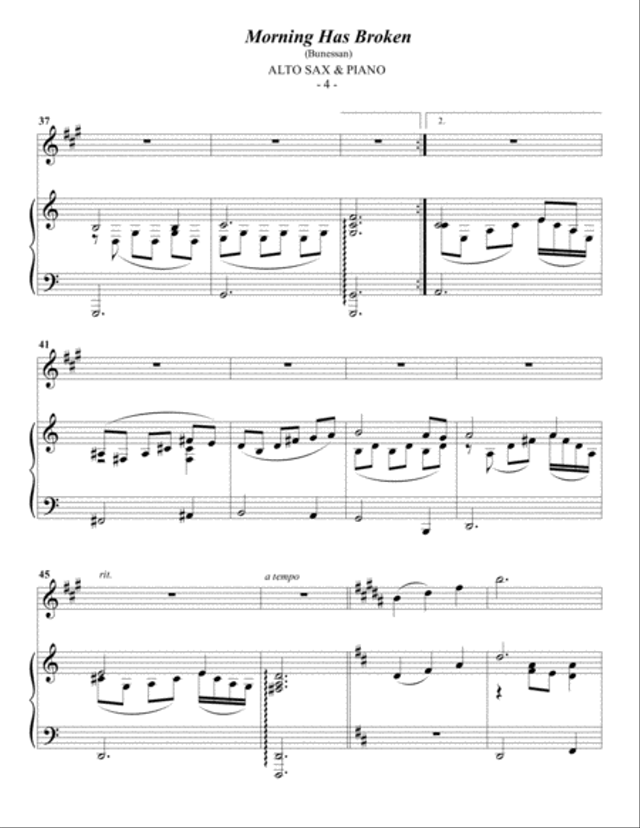 Morning Has Broken Alto Saxophone scores gallery preview page 4