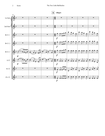 The Two Little Bulfinches for 2 Solo Clarinets and Clarinet Choir image number null