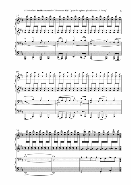 Prokofiev - TROIKA from ''Lieutenant Kije'' Op. 60 - 1 piano 4 hands image number null