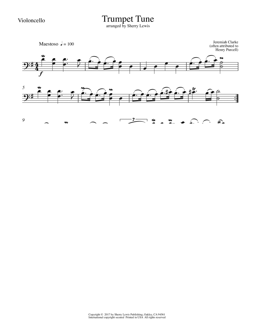 Trumpet Tune for Cello Solo image number null