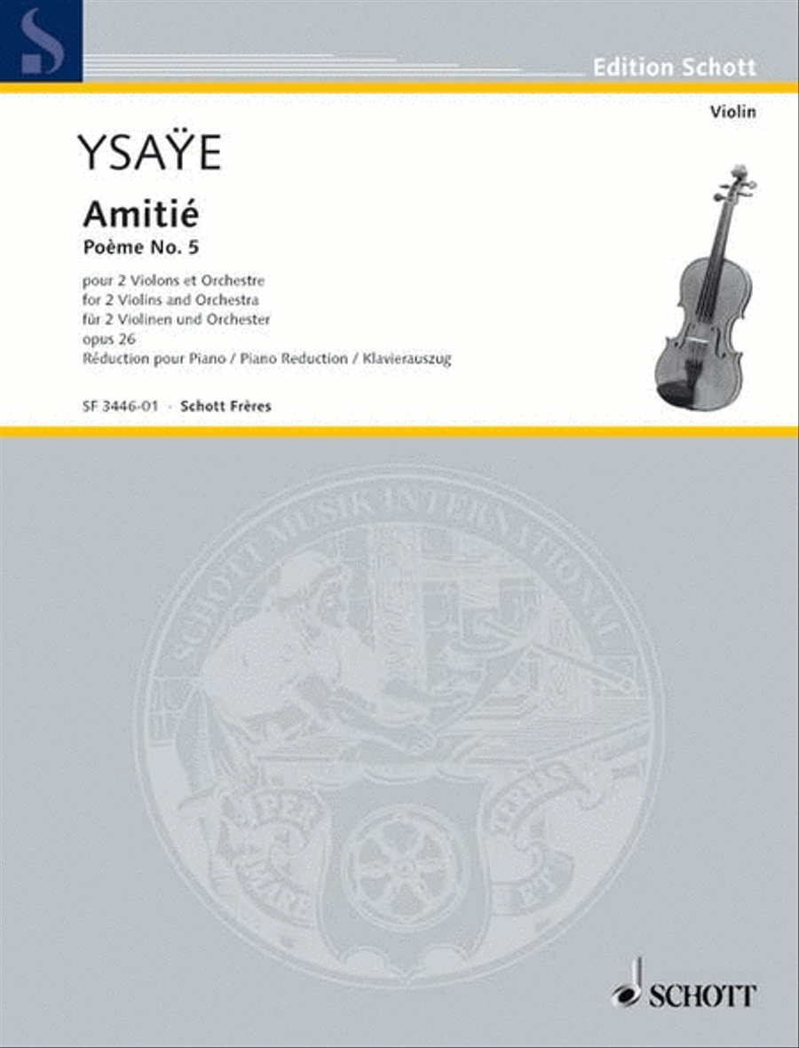 Amitie: Poeme No. 5 for 2 Violins and Orchestra Violin scores gallery preview page 1