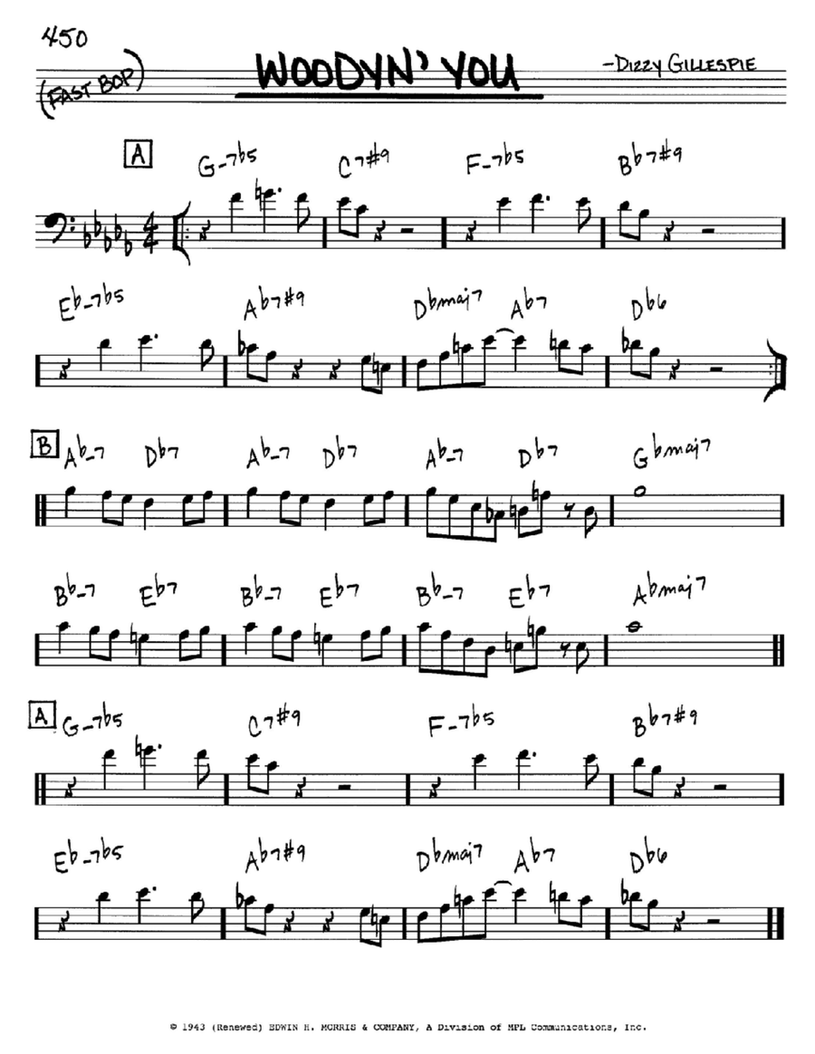 Woodyn' You Bass Clef Instrument scores gallery preview page 1