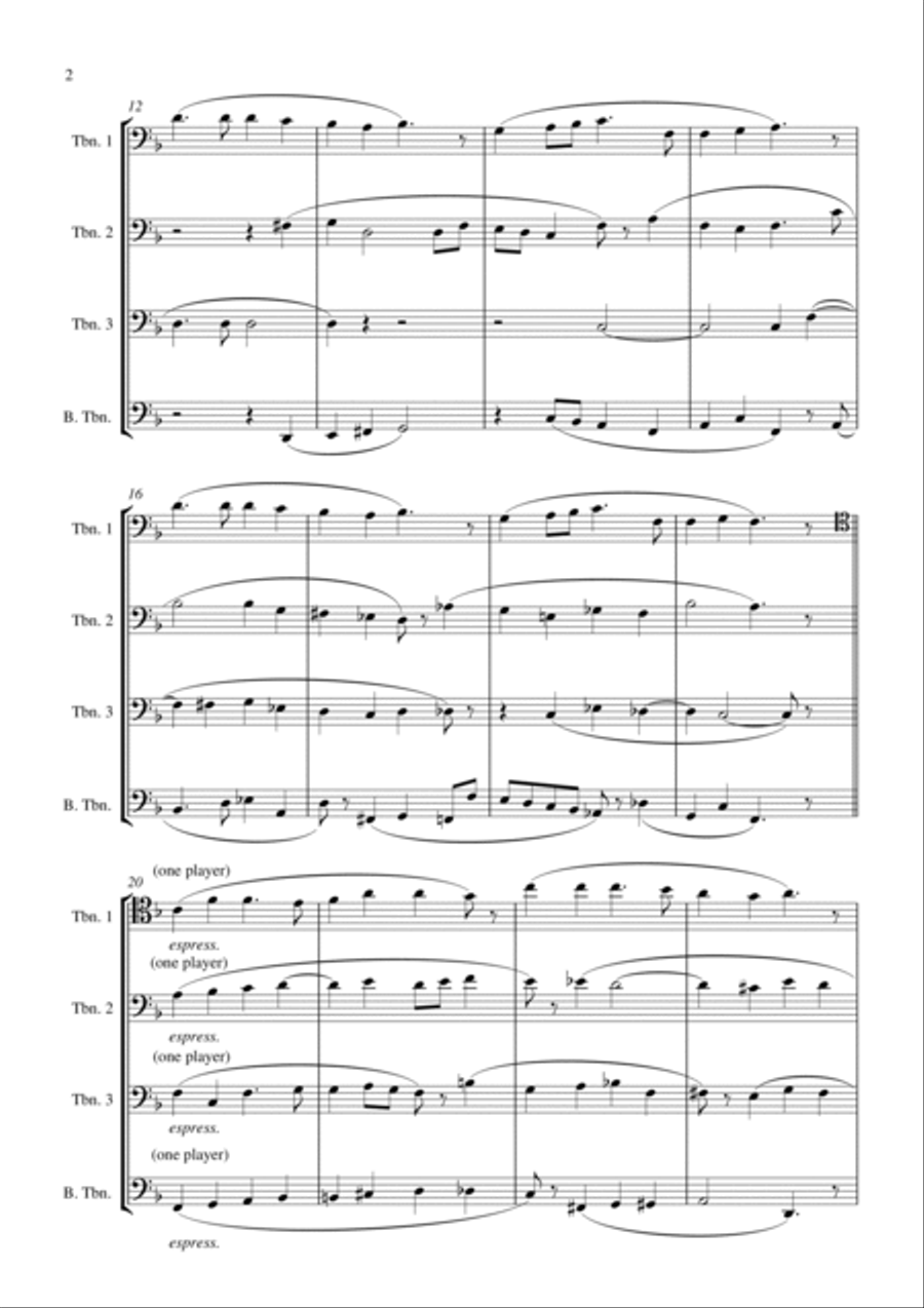 Hark! The Herald Angels Sing (for trombone quartet, suitable for intermediate-advanced players) Trombone Quartet scores gallery preview page 2