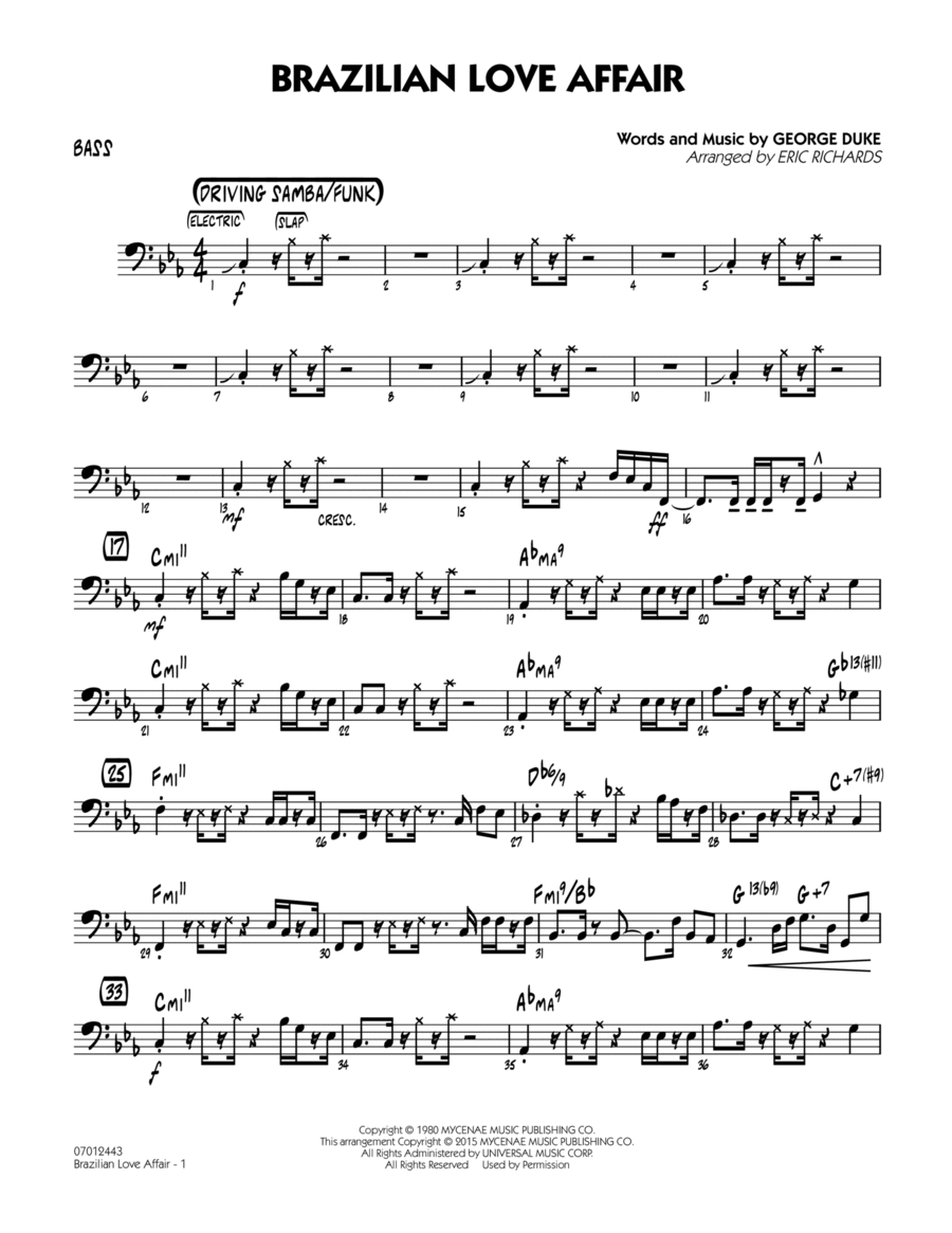 Brazilian Love Affair - Bass Part scores gallery preview page 1