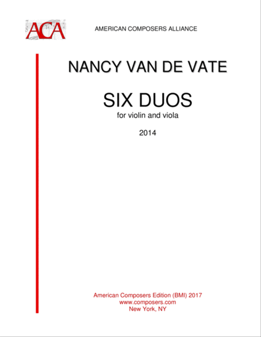 [Van de Vate] Six Duos for Violin and Viola String Duet scores gallery preview page 1