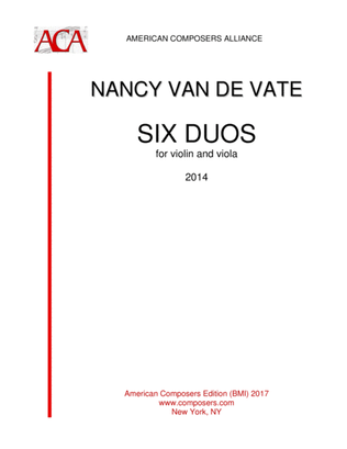 Book cover for [Van de Vate] Six Duos for Violin and Viola