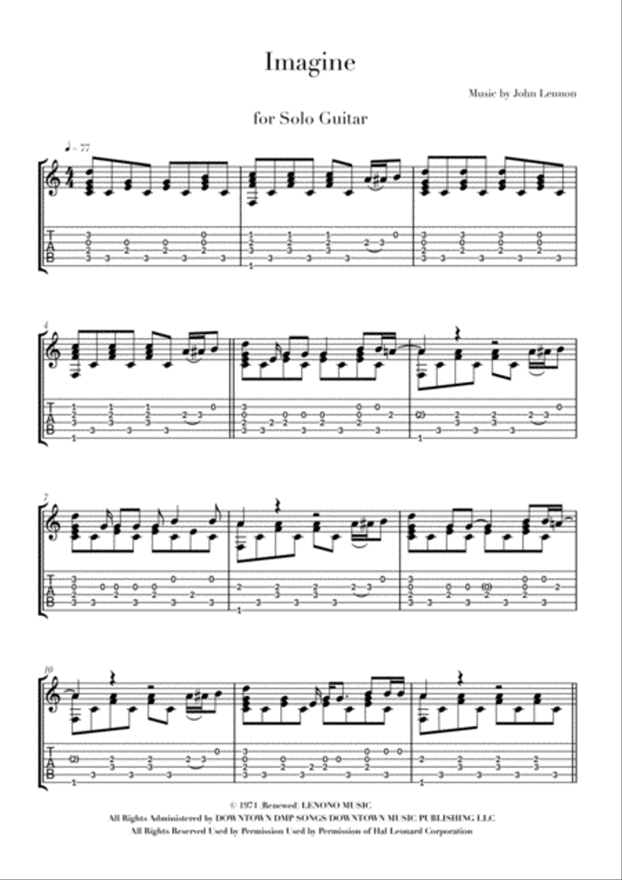 Imagine Guitar Tablature scores gallery preview page 2