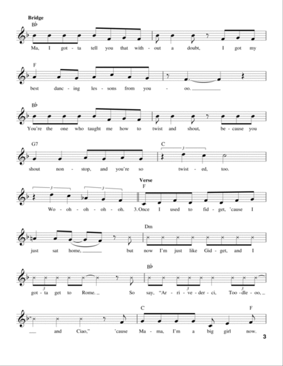Mama, I'm A Big Girl Now Mama, I'm A Big Girl Now Voice scores gallery preview page 3