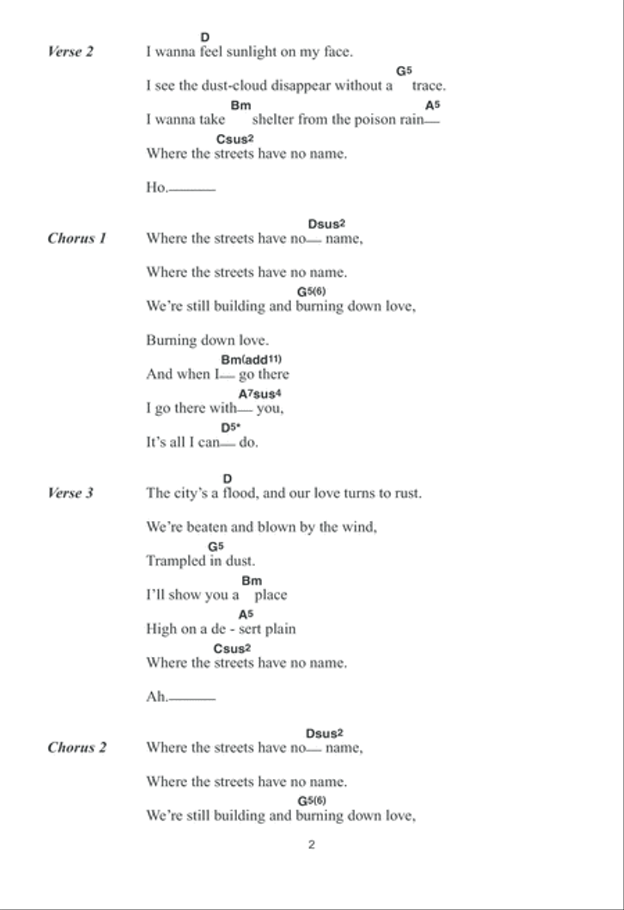 Where The Streets Have No Name Acoustic Guitar scores gallery preview page 2
