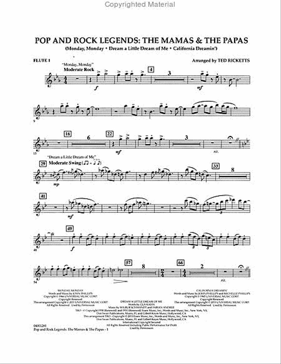 Pop and Rock Legends – The Mamas & the Papas Concert Band scores gallery preview page 4