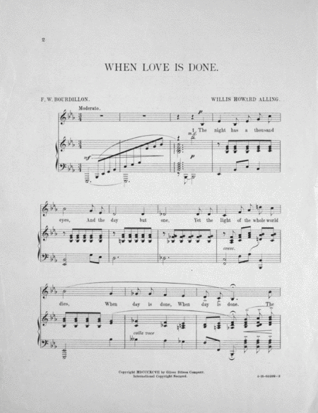 When Love is Done. Song for Contralto or Baritone